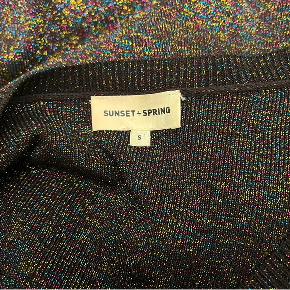 Sunset + Spring Metallic Ruffed Cold Shoulder Sweater Top - Picture 6 of 7